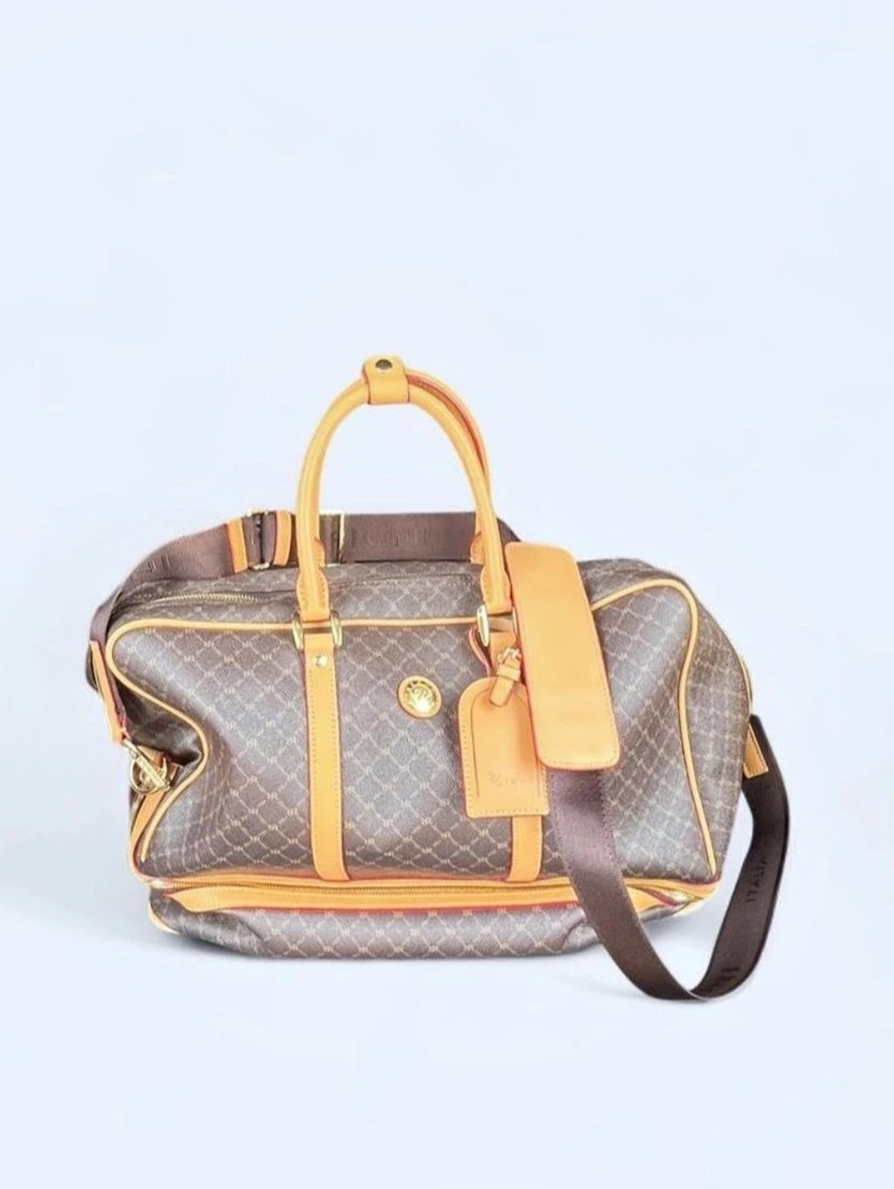 Rioni Signature Brown Duffel Traveler Brown & Tan Travel Bag